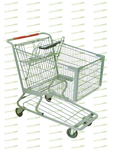 Round Tube 205L Shopping Cart with Bottom Storage Mesh