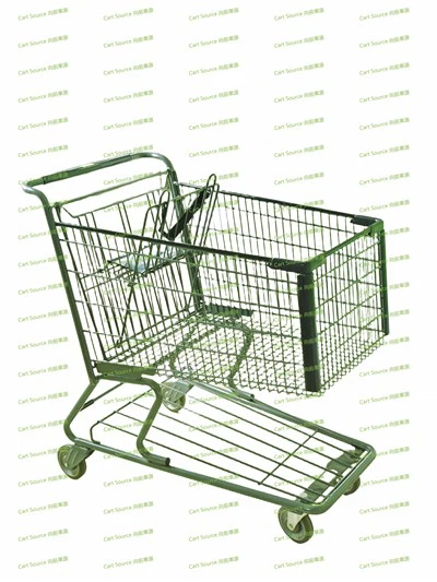 Round Tube 262L Shopping Cart with Bottom Storage Mesh