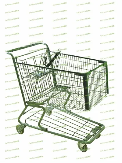 Round Tube 262L Shopping Cart with Bottom Storage Mesh